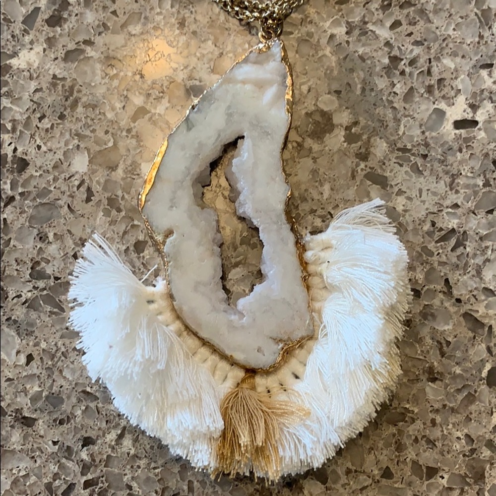 Crystal / fringe necklace